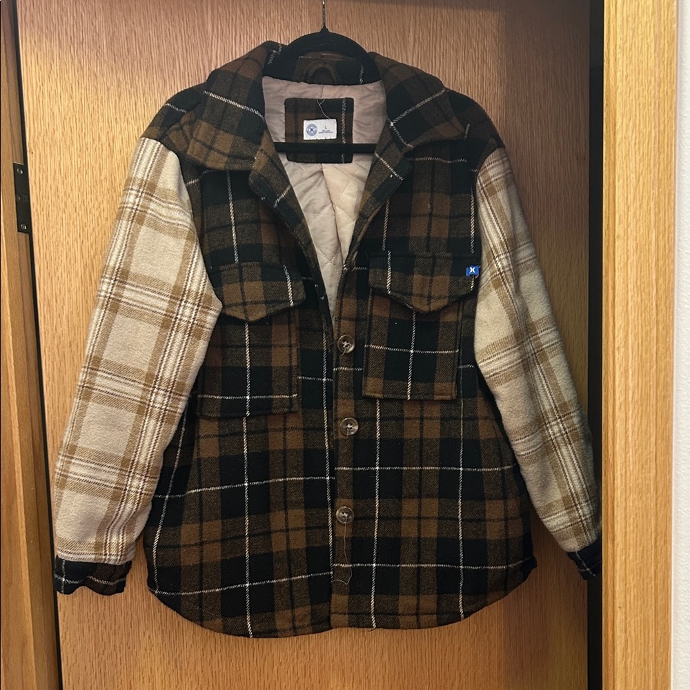 Hurley Plaid Button-Up Jacket with Pockets